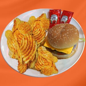 Fresh Beef Burger with Sliced Potato Fries