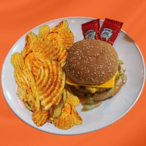 Fresh Chicken Burger with Slices Potato Fries