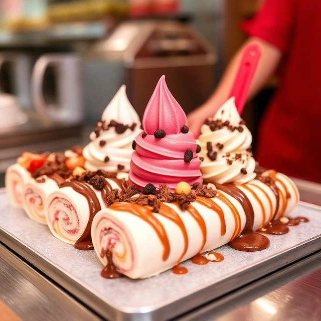 Delicious Belgian waffles topped with chocolate, fresh fruits, and ice cream served in Sharjah.