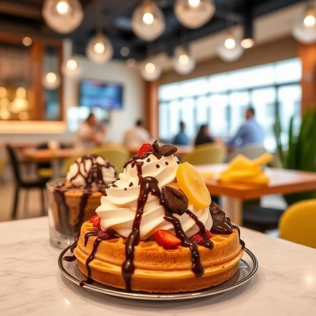 Fresh Thai rolled ice cream prepared with premium ingredients at a family-friendly dessert café in Sharjah.