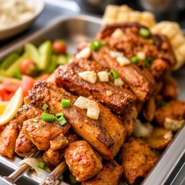 What Makes Authentic Arabic Shawarma Different from Regular Shawarma? 8 Freshly carved Arabic shawarma meat from a rotating spit served with traditional Middle Eastern flavors.