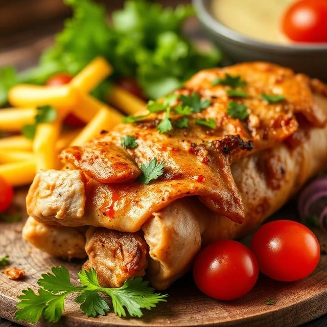 Top Ingredients That Make Authentic Arabic Shawarma Taste Better 1 Authentic Arabic chicken shawarma with garlic sauce and fresh vegetables served in Sharjah
