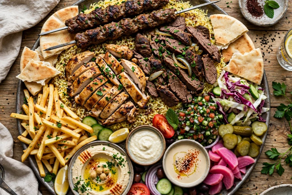 What to Serve with Arabic Shawarma: Fries, Pickles, Garlic Sauce & More 6 Creamy toum garlic sauce alongside Arabic shawarma
